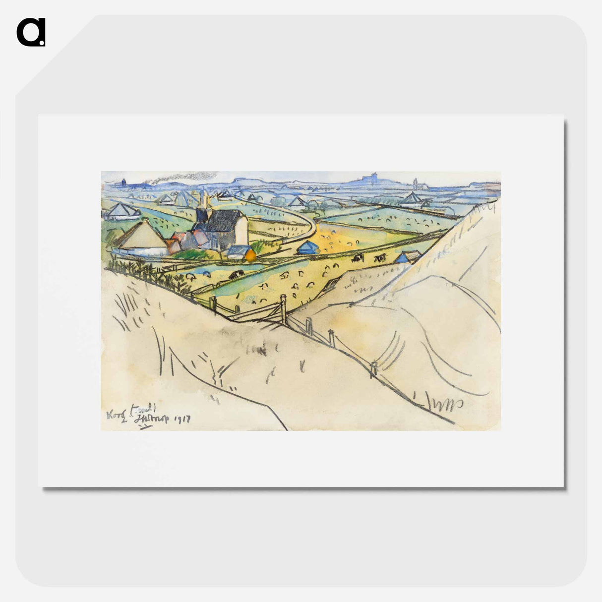 View from the dunes on Koog in Texel - ヤン・トゥーロップ Poster.