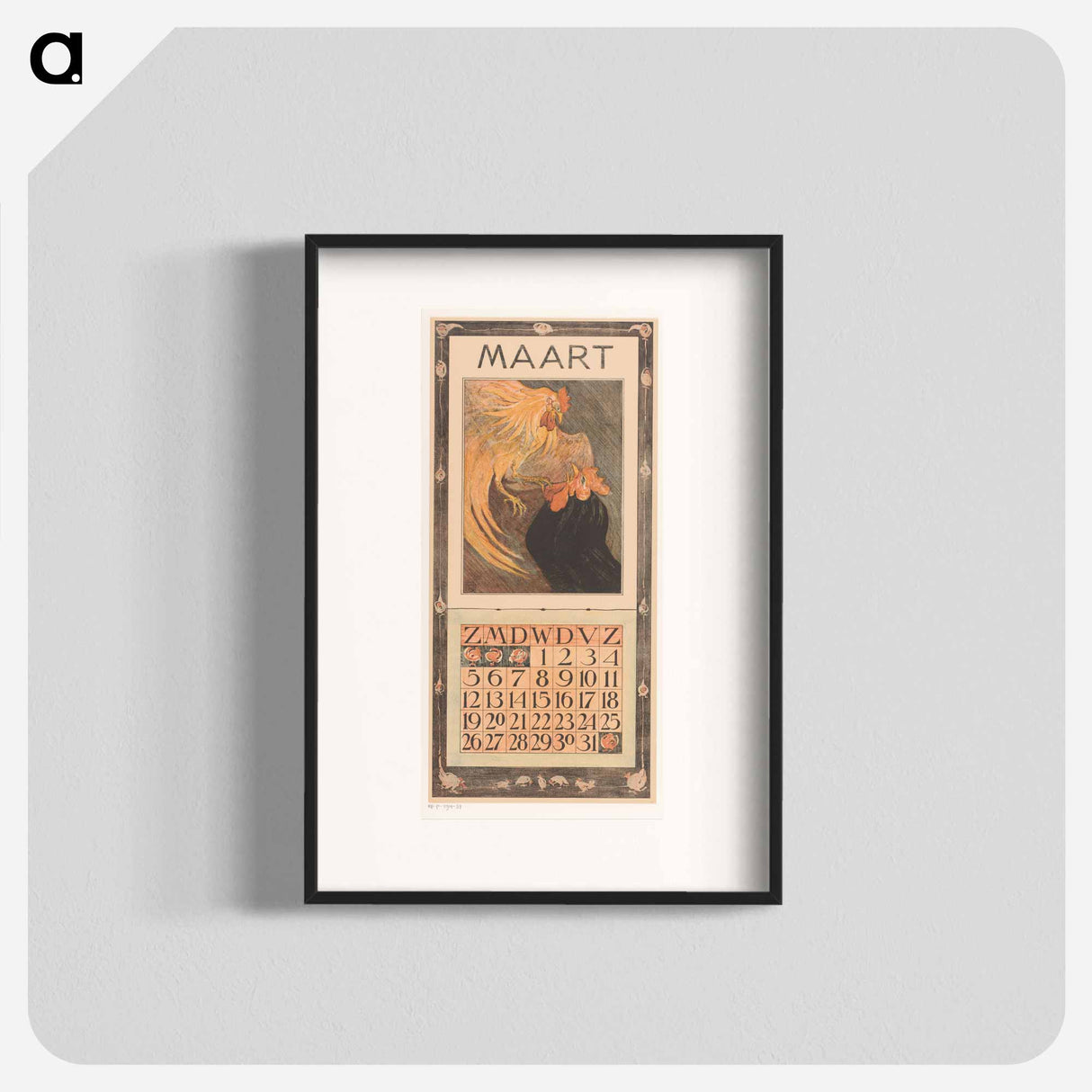 Calendar with flowers - Theo van Hoytema Poster.