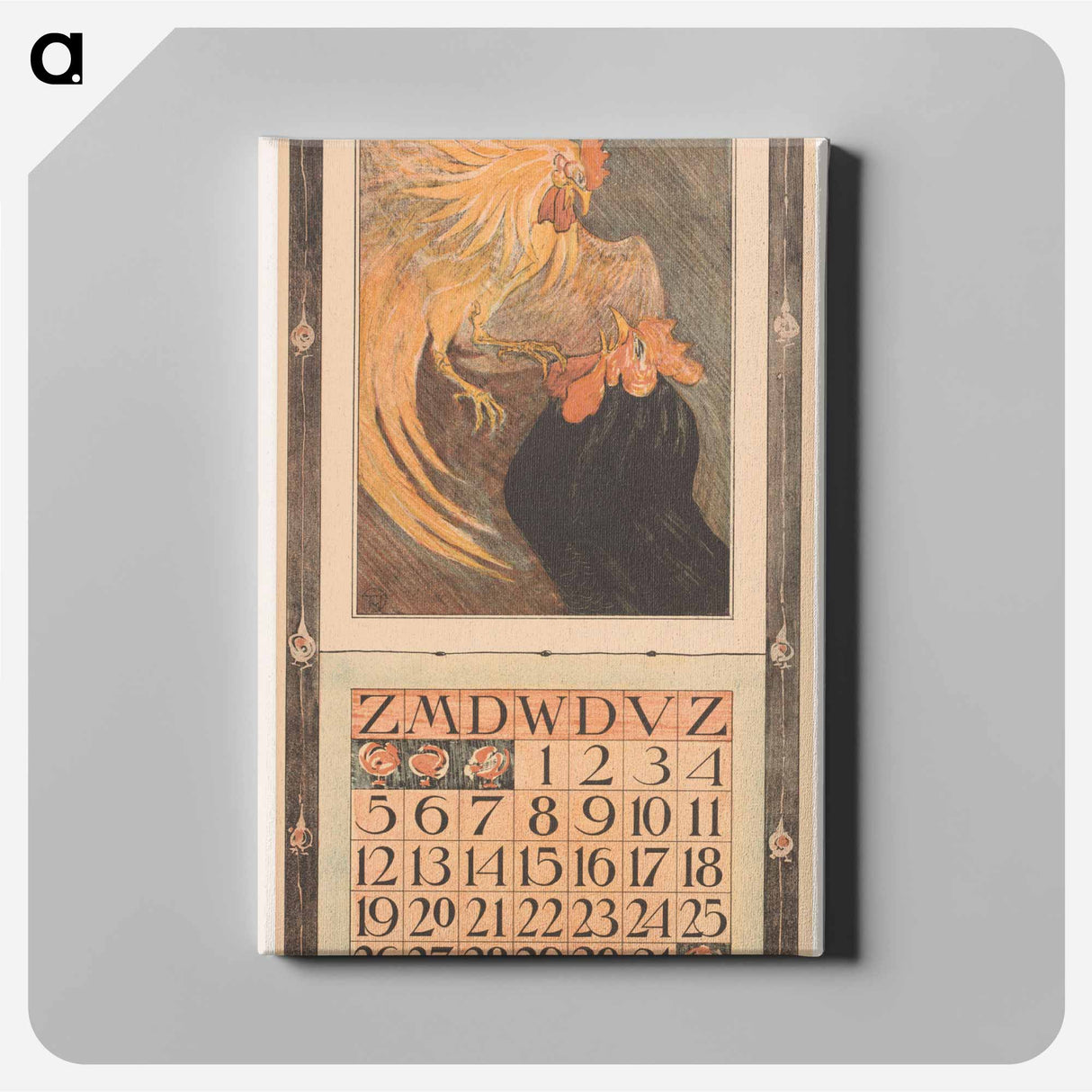 Calendar background with flowers - Theo van Hoytema Canvas.