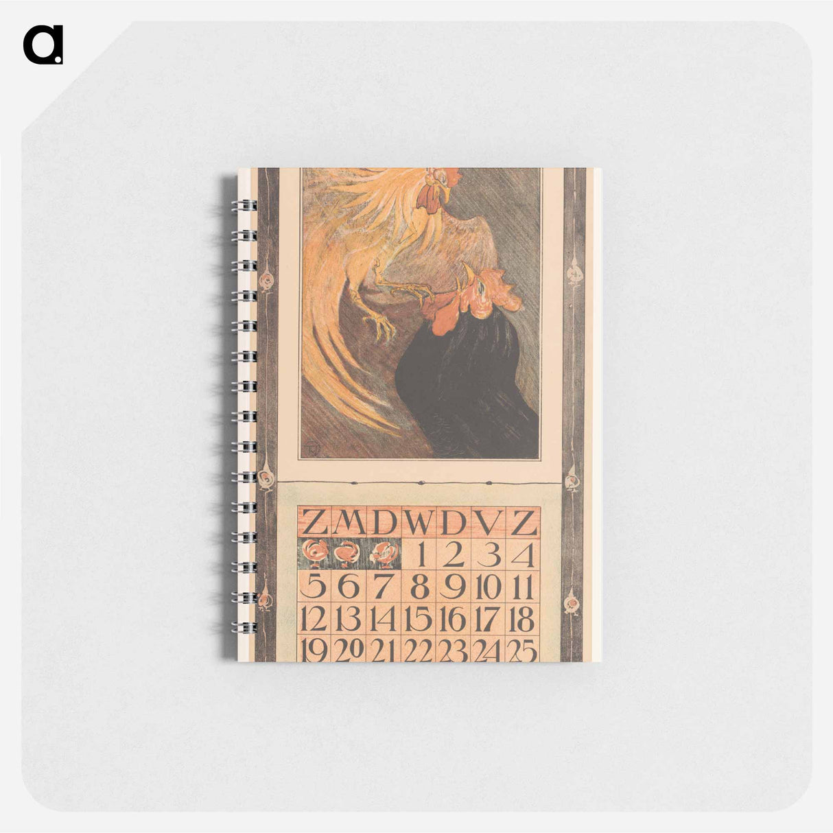 Kalenderblad maart met twee hanen - テオ ヴァン ホイテマ Memo.