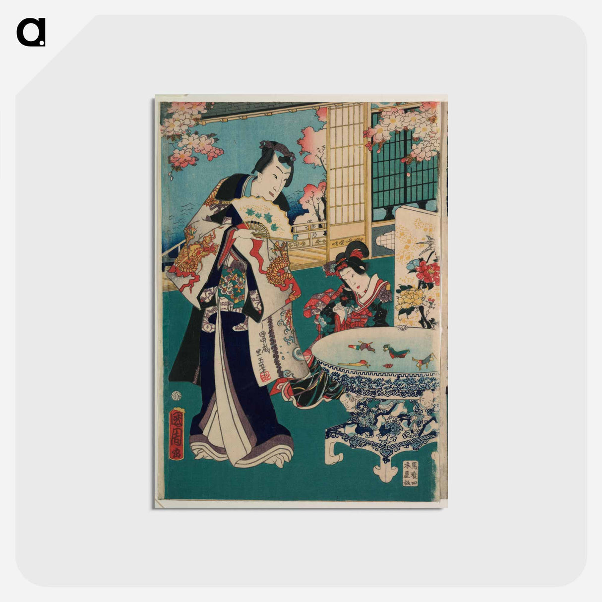 アートポストカード-Flower performance - 豊原 国周 Postcard.