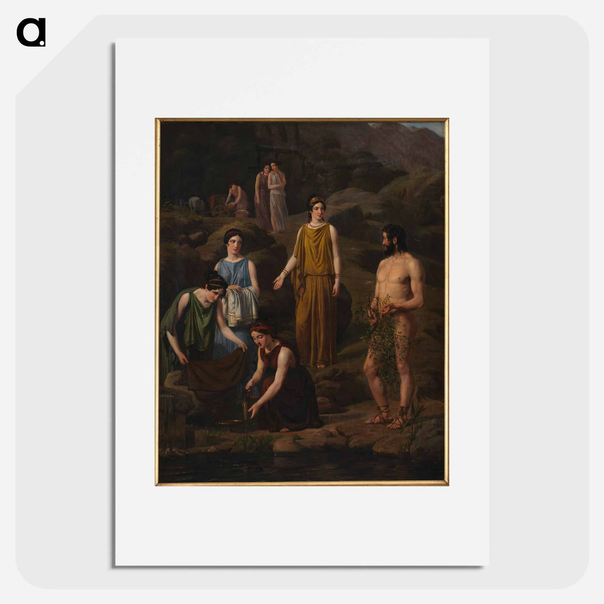 Nausicaa brings the shipwrecked Odysseus' clothes - Wilhelm Marstrand Poster.