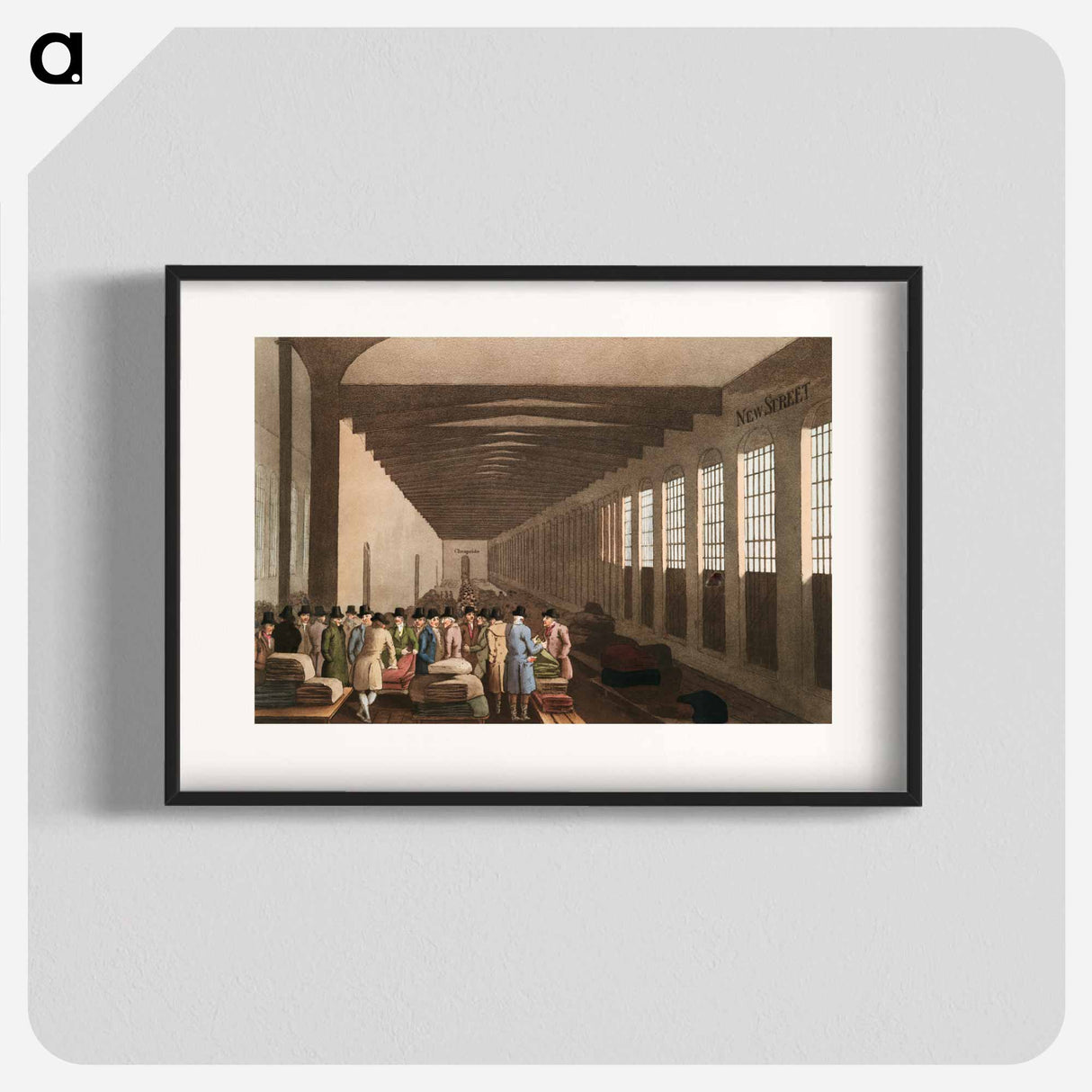 Illustration of the cloth hall from The Costume of Yorkshire - 19世紀のヨークシャー Poster.