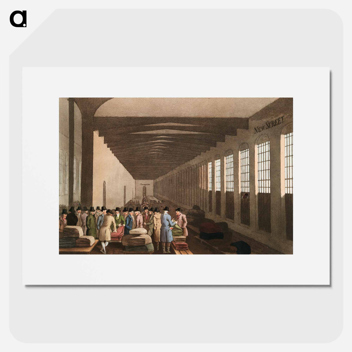 Illustration of the cloth hall from The Costume of Yorkshire - 19世紀のヨークシャー Poster.