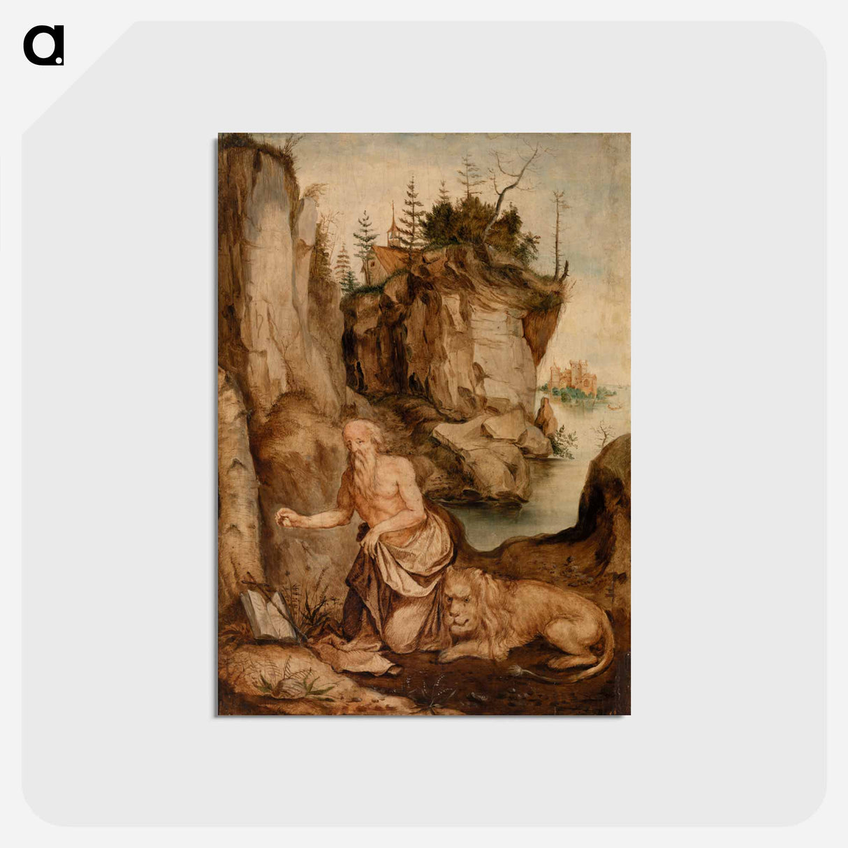 アートポストカード-Saint Jerome and the Lion - アルブレヒト デューラー Postcard.