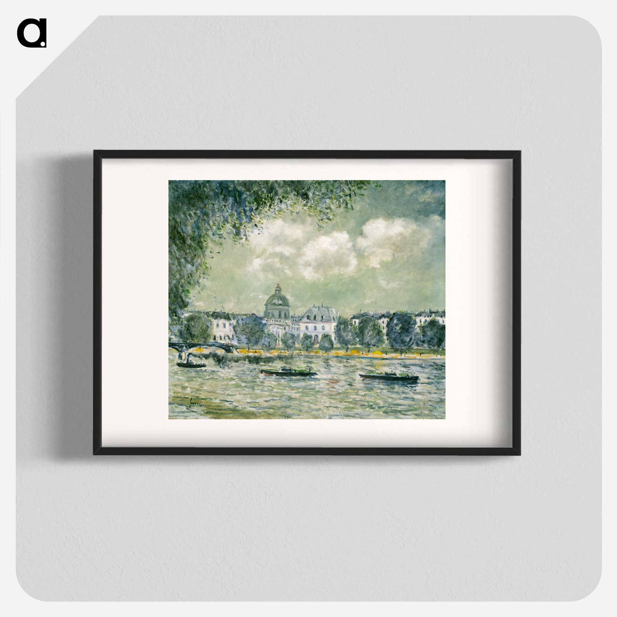 Landscape along the Seine with the Institut de France and the Pont des Arts - アルフレッド シスレー Poster.