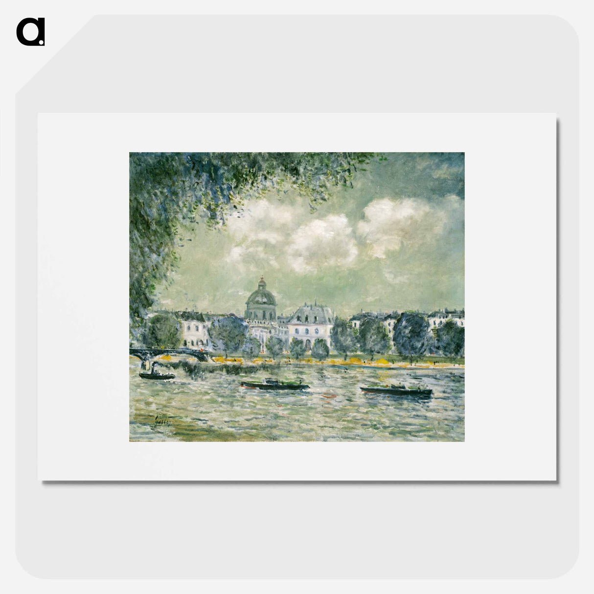 Landscape along the Seine with the Institut de France and the Pont des Arts - アルフレッド シスレー Poster.