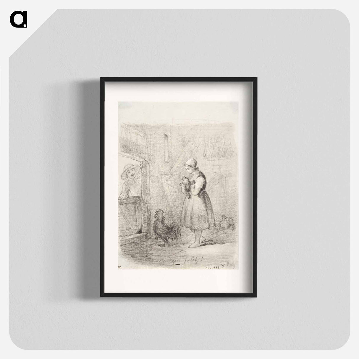 Talonpoikaistyttö kanalassa - アンダース エクマン Poster.