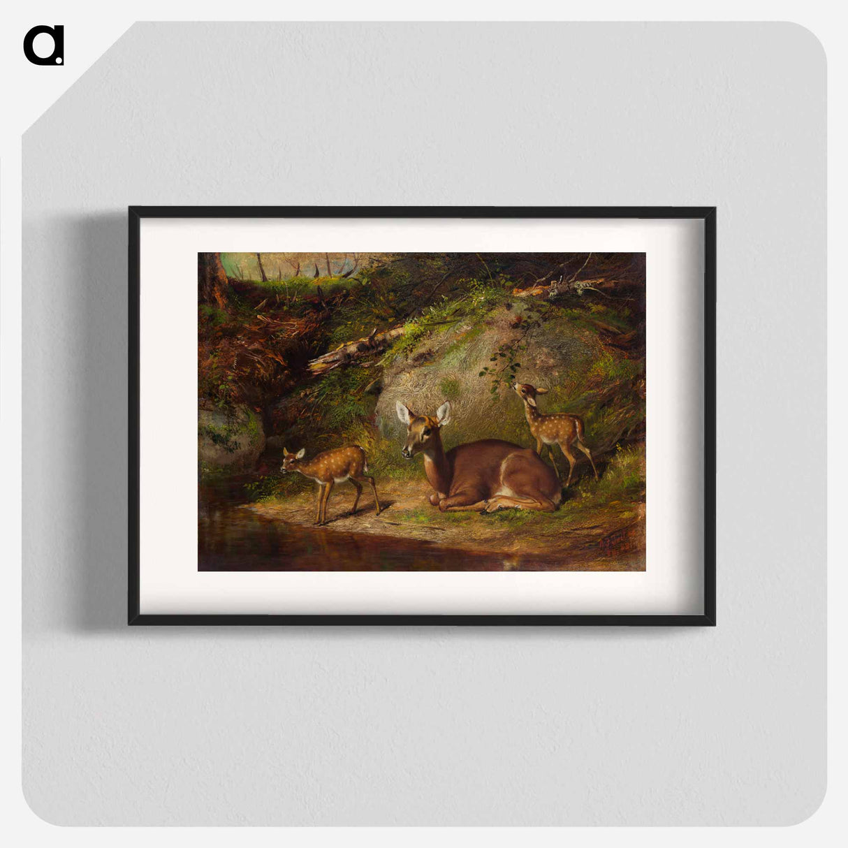 Doe and Two Fawns - アーサー フィッツウィリアム テイト Poster.