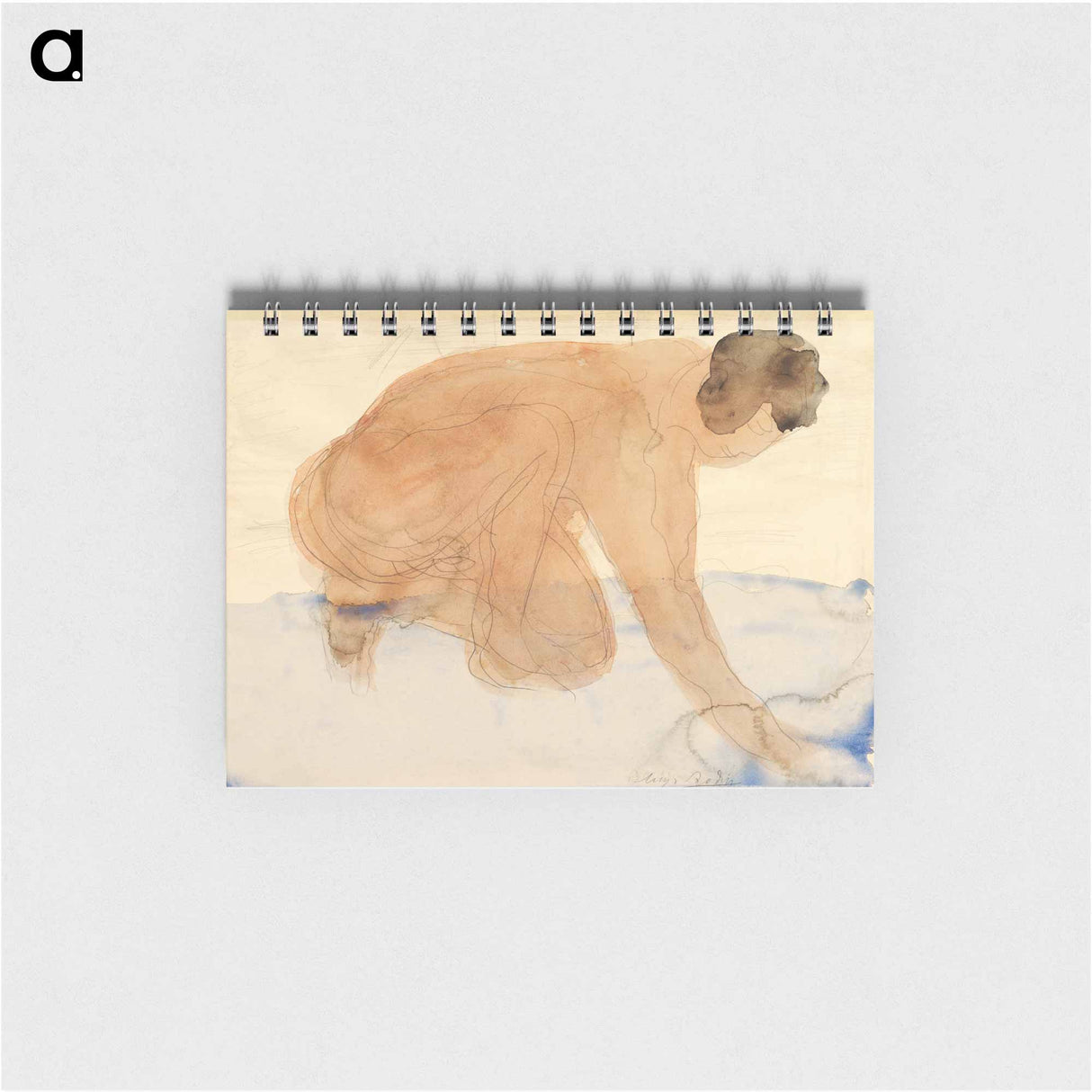 Naked woman on her knees, vintage nude illustration - オーギュスト ロダン Memo.