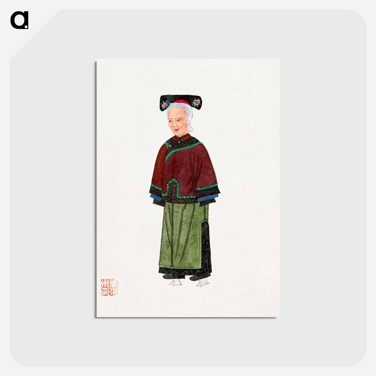 アートポストカード-Old Lady in Light Green Embroidered Silk Costume
- 中国の衣装 Postcard.