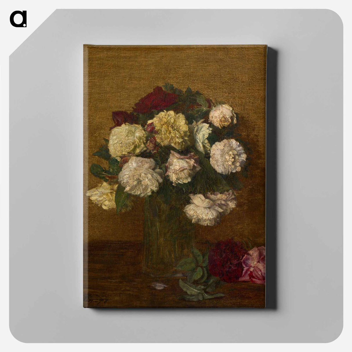 Roses in a Vase - アンリ ファンタン ラトゥール Canvas.