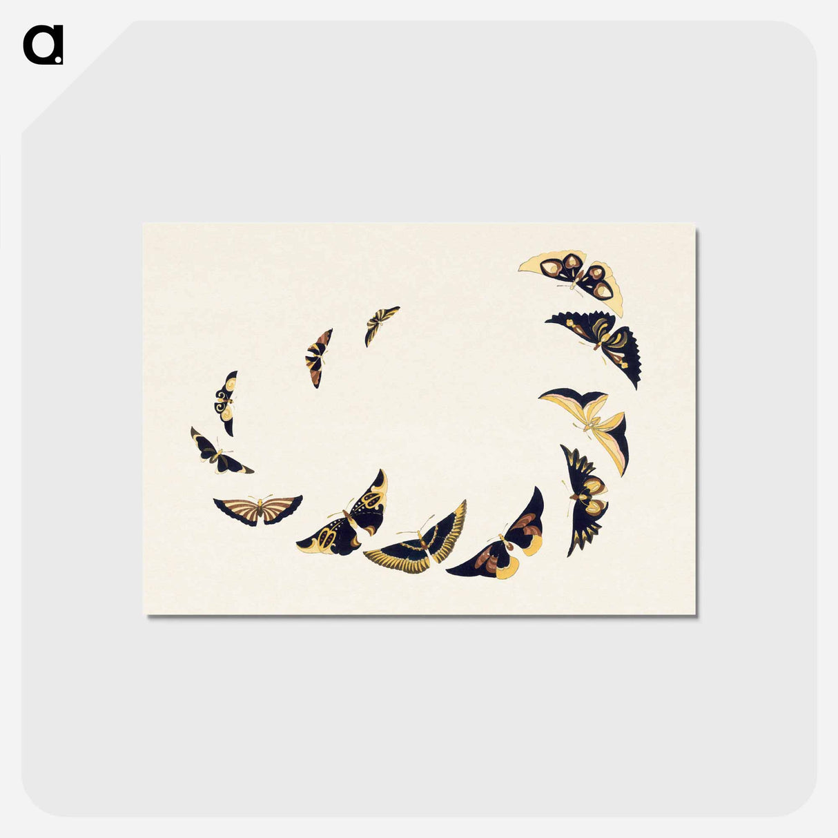アートポストカード-Vintage butterfly - 神坂 雪佳 Postcard.