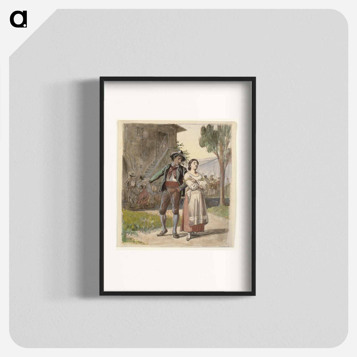 Dancing in front of a house - Wilhelm Marstrand Poster.