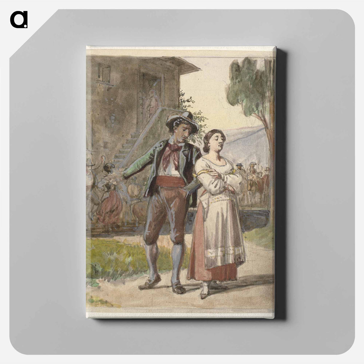 Dancing in front of a house - Wilhelm Marstrand Canvas.