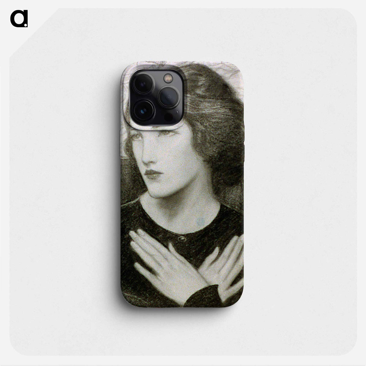 Head and shoulders of girl with hands crossed by Wladyslaw Theodore Benda - Wladyslaw Theodore Benda Phone Case.