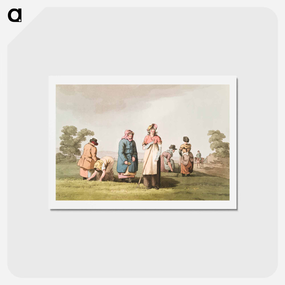 Illustration of lowkers from The Costume of Yorkshire - 19世紀のヨークシャー Postcard.