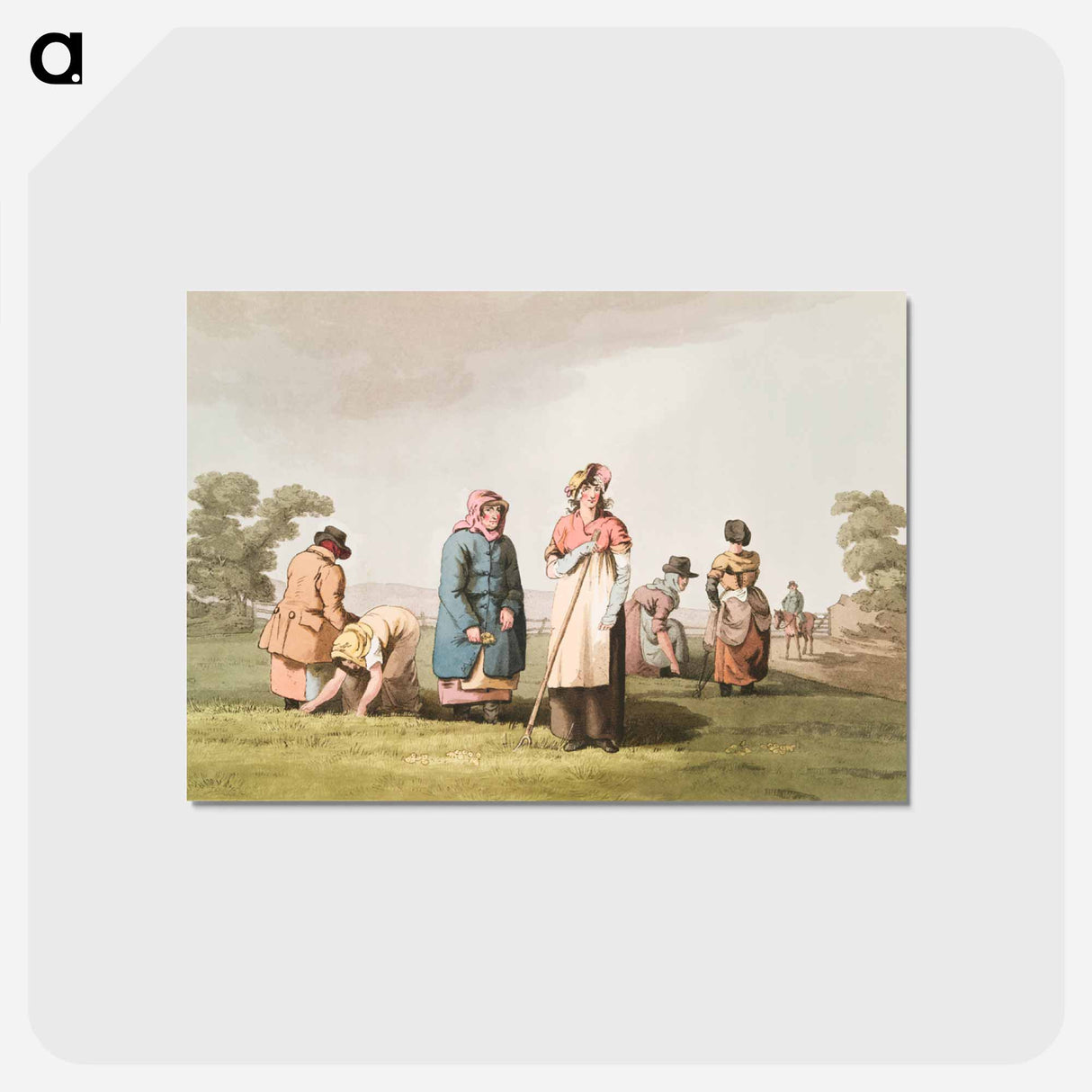 Illustration of lowkers from The Costume of Yorkshire - 19世紀のヨークシャー Postcard.