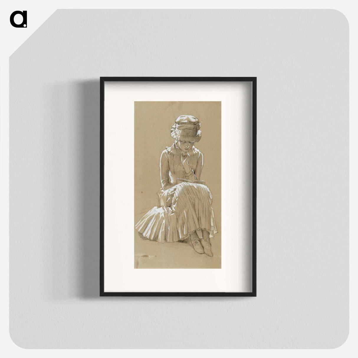 Young girl seated, study for under the birches - アルバート エーデルフェルト Poster.