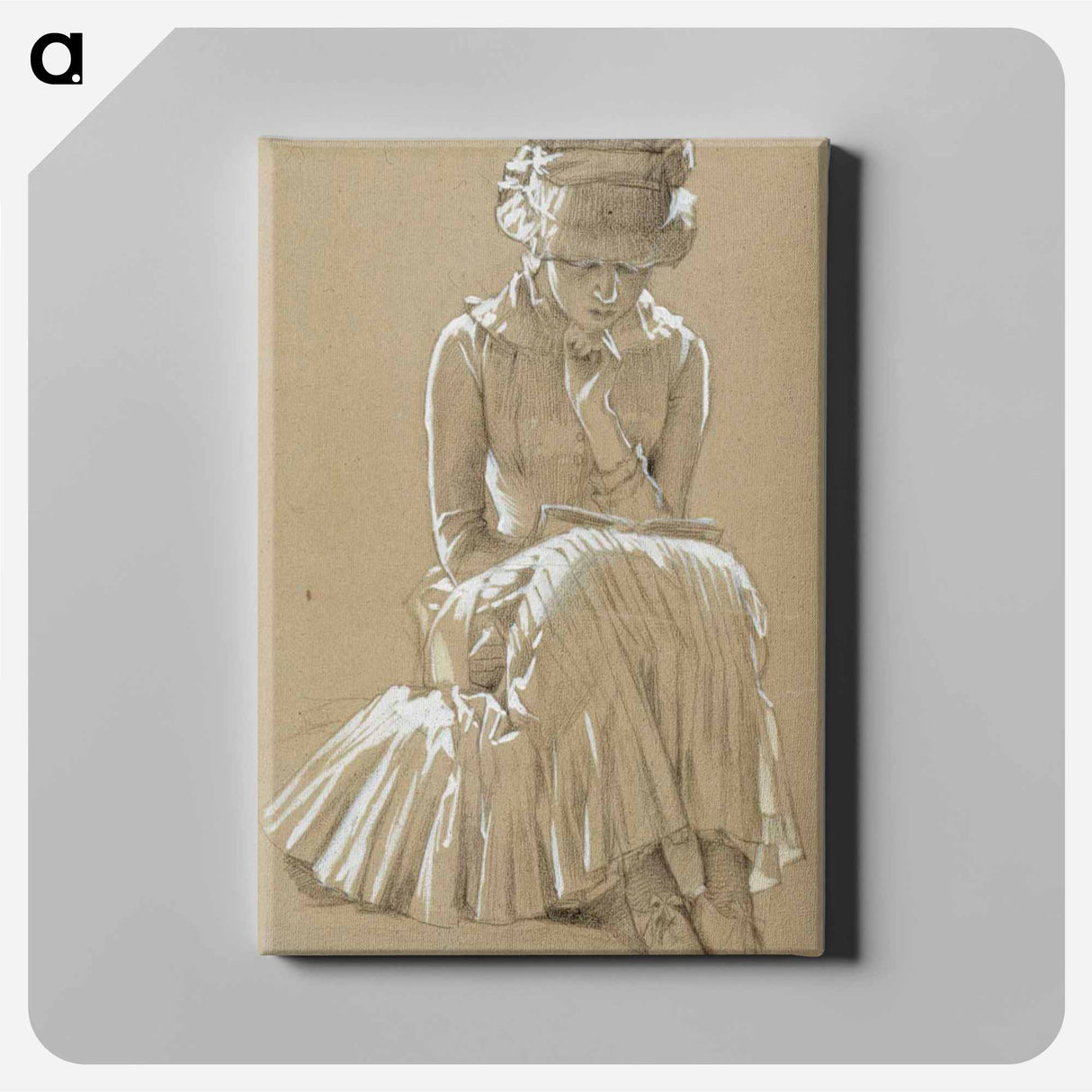 Young girl seated, study for under the birches - アルバート エーデルフェルト Canvas.