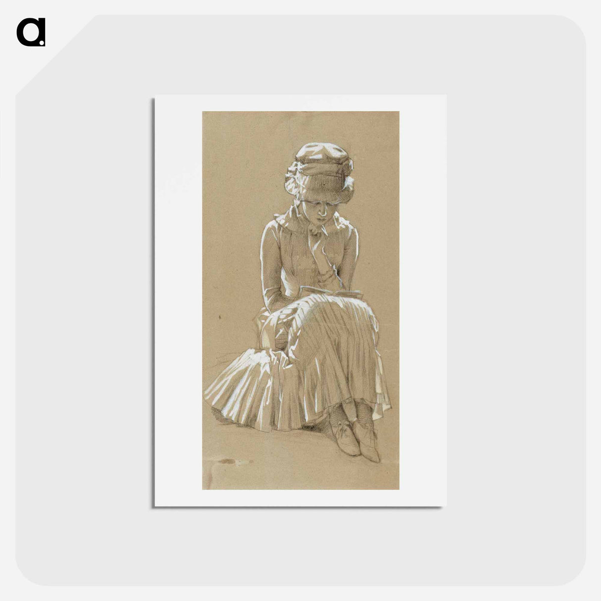 Young girl seated, study for under the birches - アルバート エーデルフェルト Postcard.