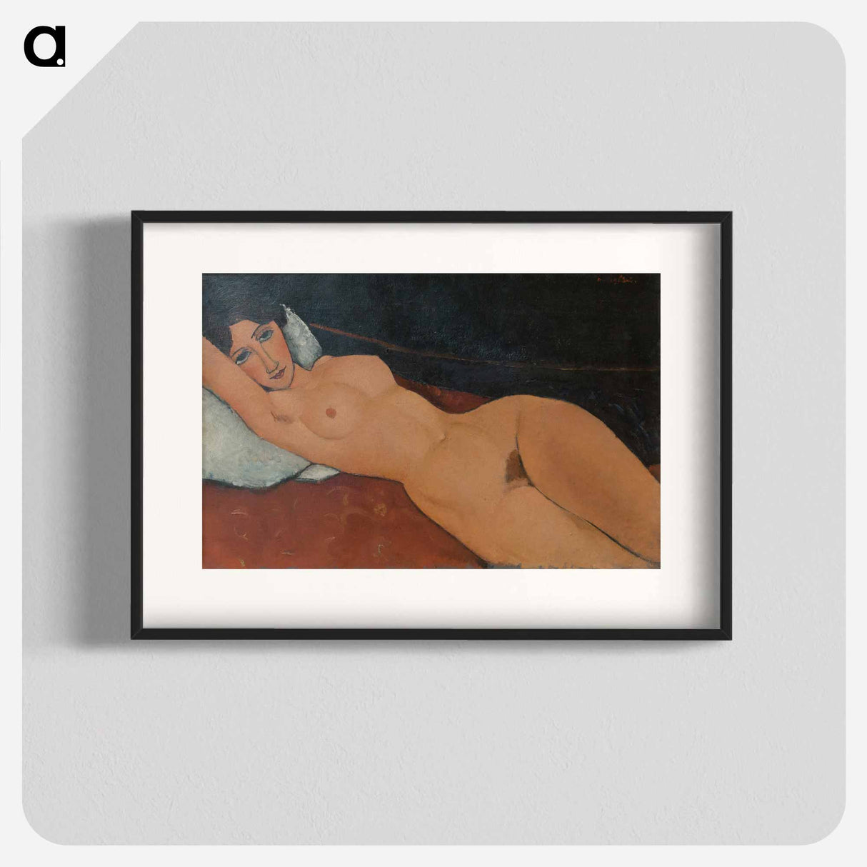 Female Nude Reclining on a White Pillow - アメデオ モディリアーニ Poster.