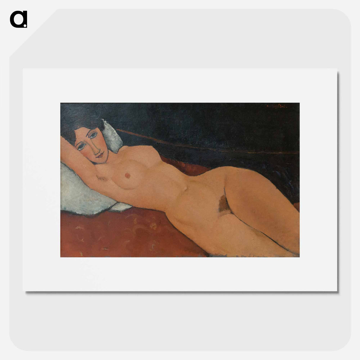 Female Nude Reclining on a White Pillow - アメデオ モディリアーニ Poster.