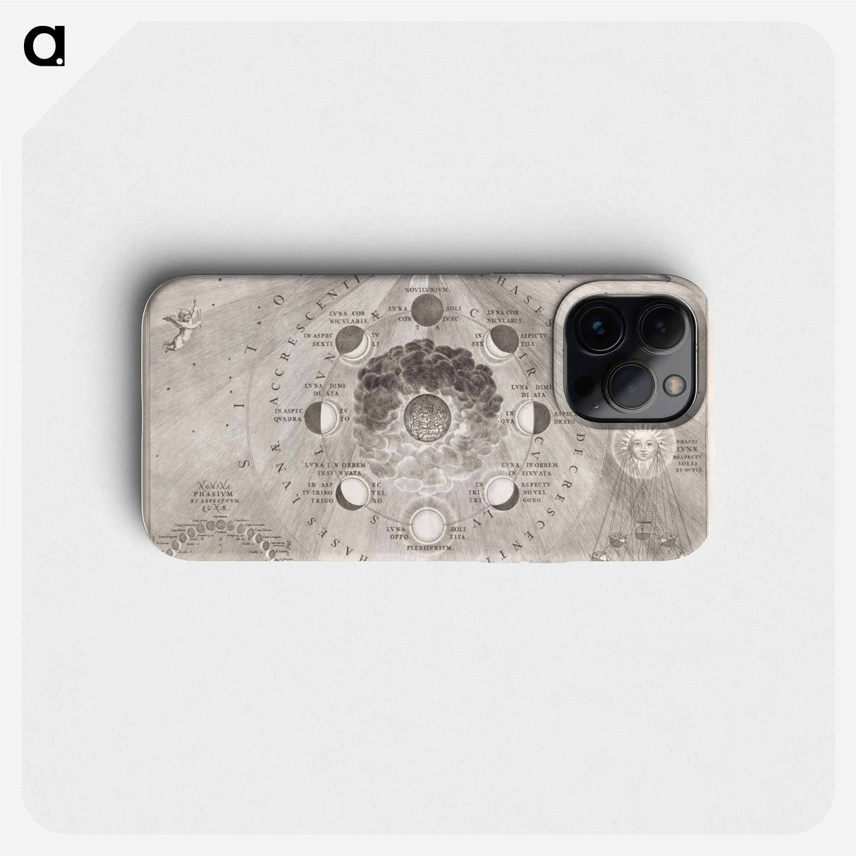 Kaart van de aarde met de verschillende standen van de maan en de zon - アンティーク地図 Phone Case.