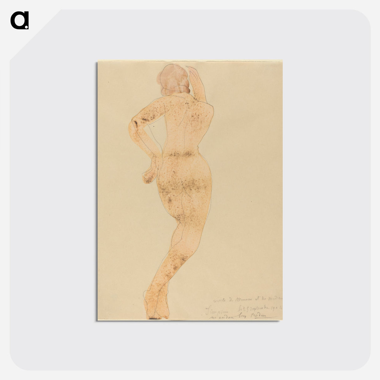 Rear View of Female Figure in Action - オーギュスト ロダン Postcard.