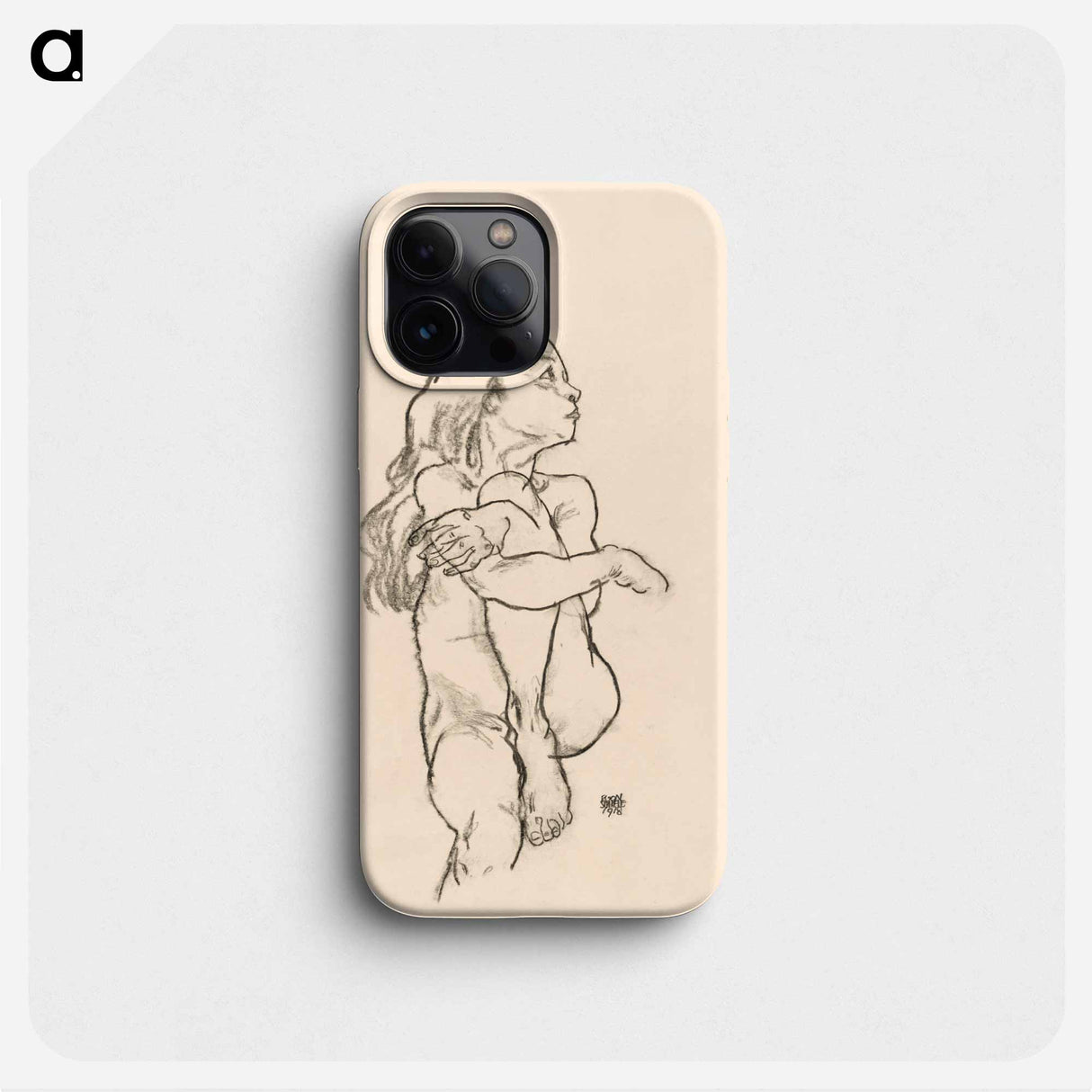 Seated Nude Girl Clasping Her Left Knee - Egon Schiele Phone Case.