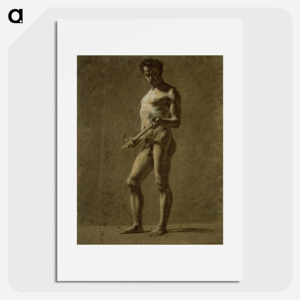 Standing Academic Male Nude (recto); Sketch of Upper Arm (verso) - ウジェーヌ ドラクロワ Poster.