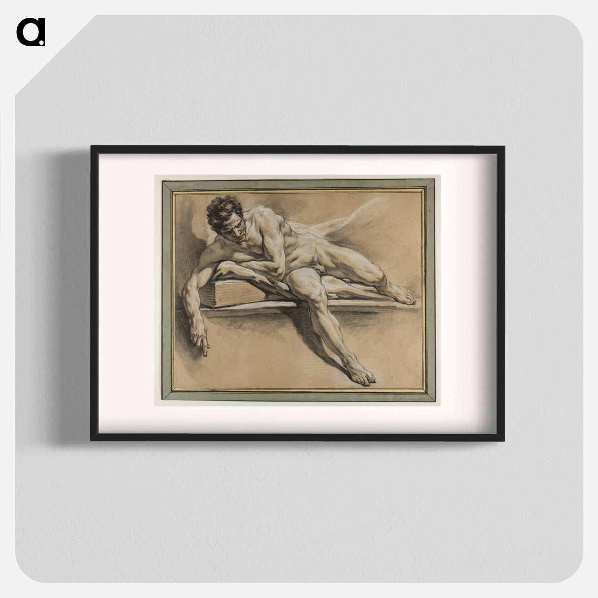 アートポスター-Academic Study of a Reclining Male Nude - フランソワ ブーシェ Poster.