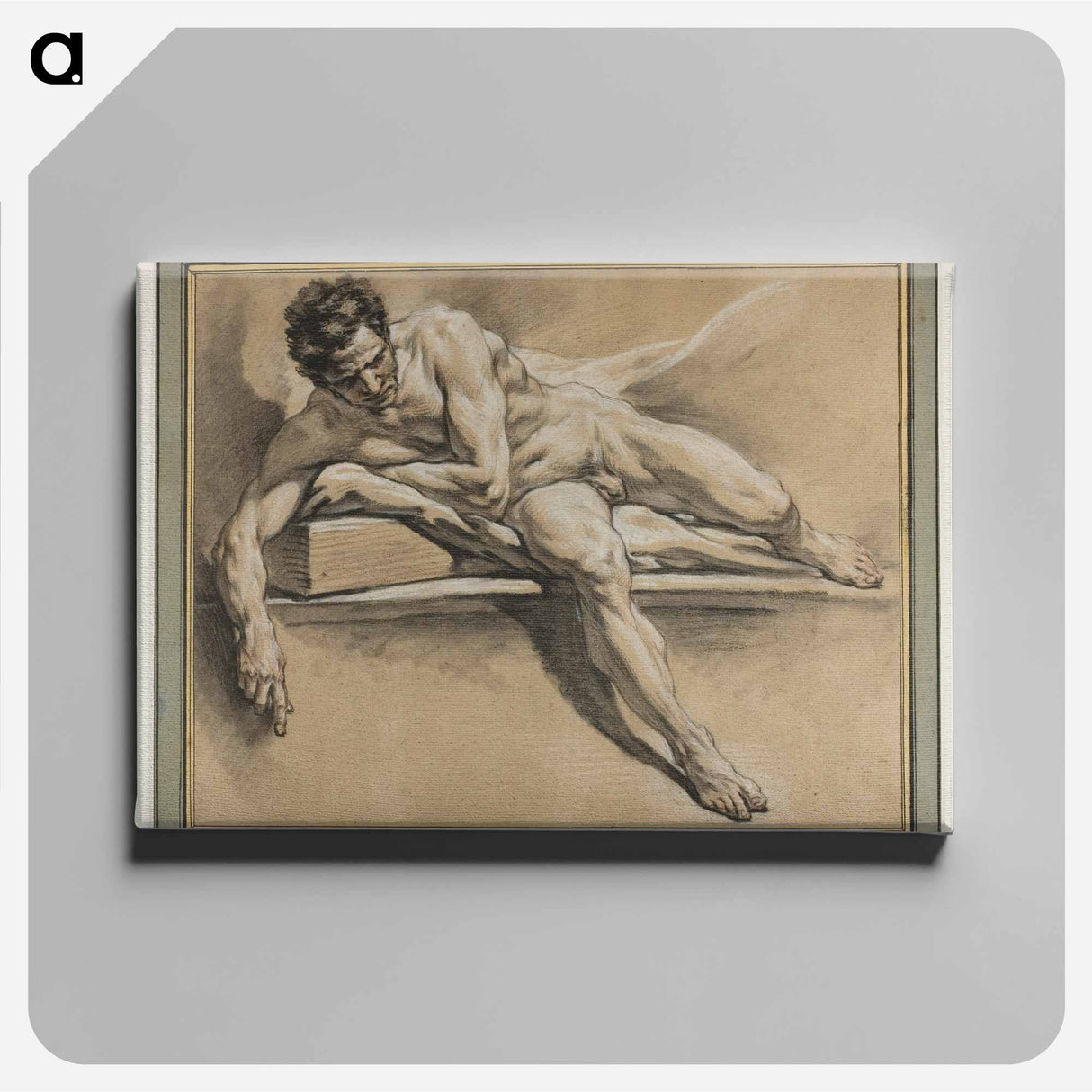 Academic Study of a Reclining Male Nude - フランソワ ブーシェ Canvas.
