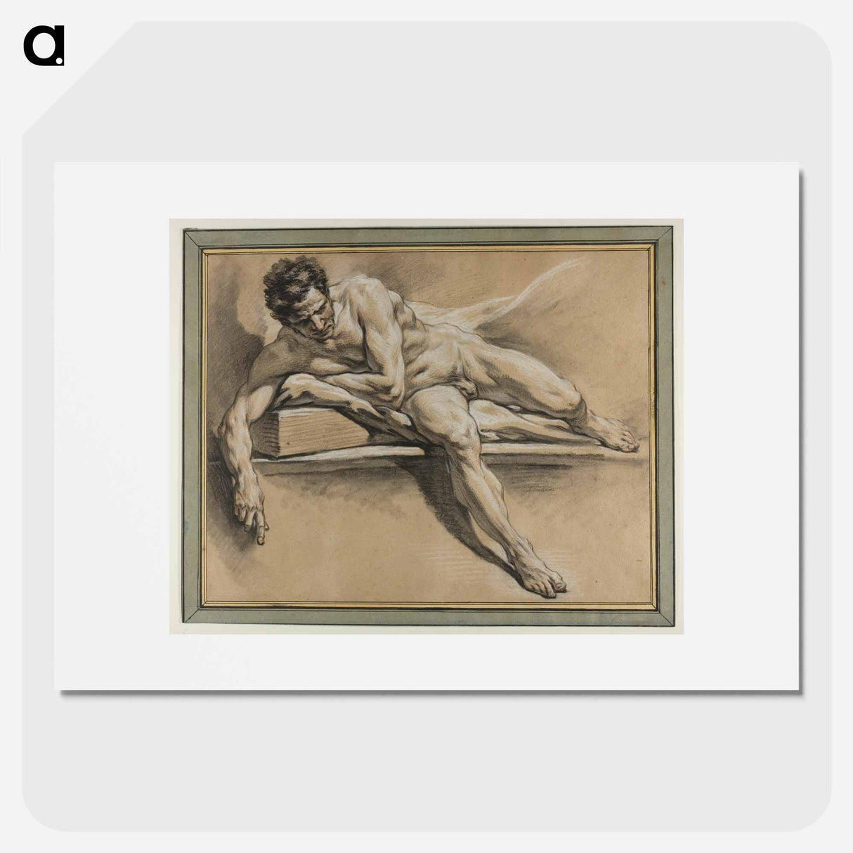Academic Study of a Reclining Male Nude - フランソワ ブーシェ Poster.