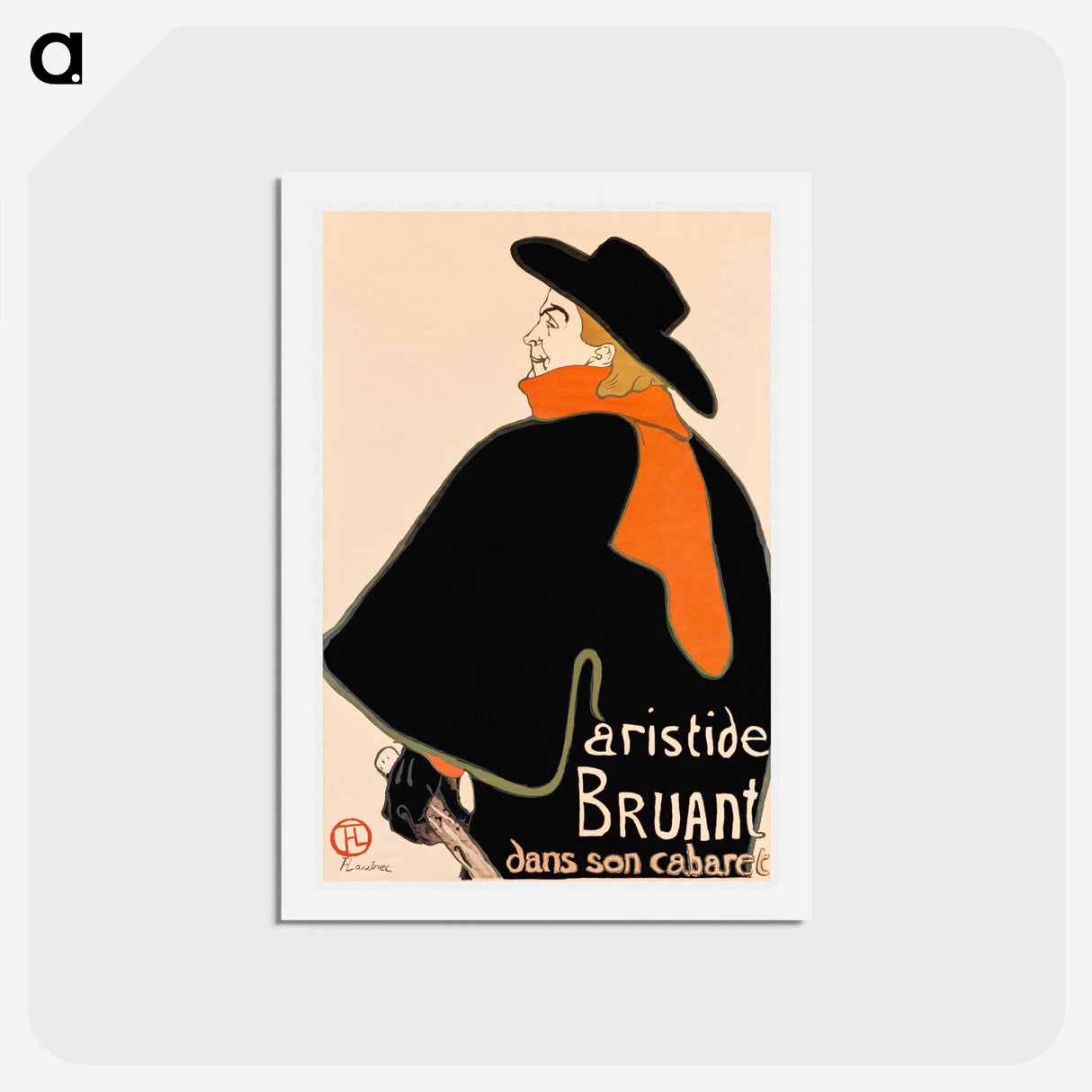 アートポストカード-Aristide Bruant in his Cabaret - アンリ ド トゥールーズ ロートレック Postcard.