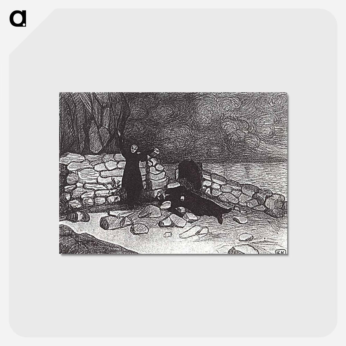 アートポストカード-A scene from the drama of Leonid Andreev Anathema - カジミール マレーヴィチ Postcard.