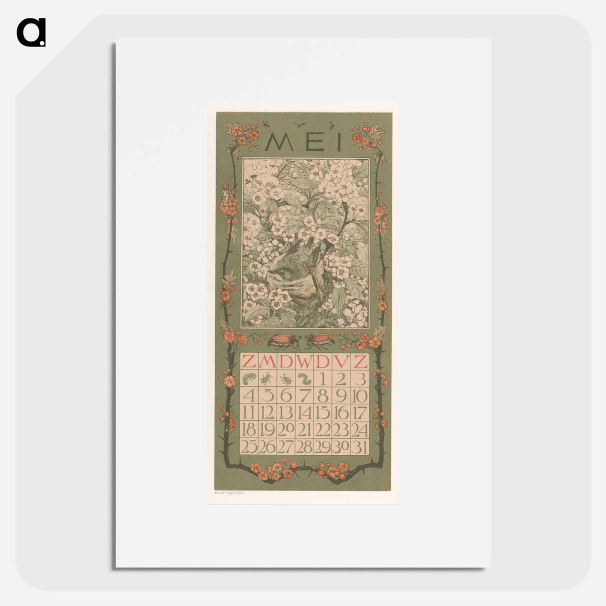 My calendar is full of flowers - Theo van Hoytema Poster.