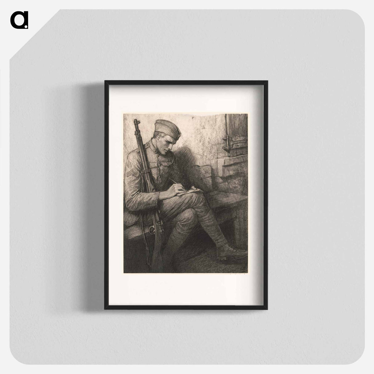 Soldier writing letter by Wladyslaw Theodore Benda - ウワディスワフ テオドール ベンダ Poster.