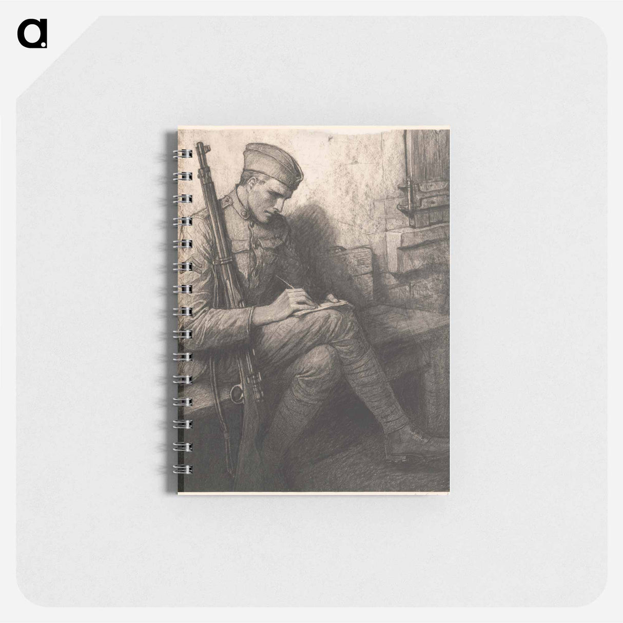 Soldier writing letter by Wladyslaw Theodore Benda - ウワディスワフ テオドール ベンダ Memo.