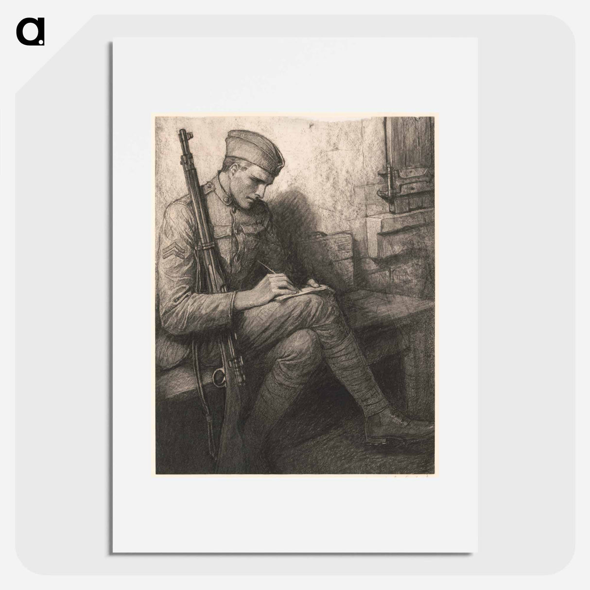 Soldier writing letter by Wladyslaw Theodore Benda - ウワディスワフ テオドール ベンダ Poster.