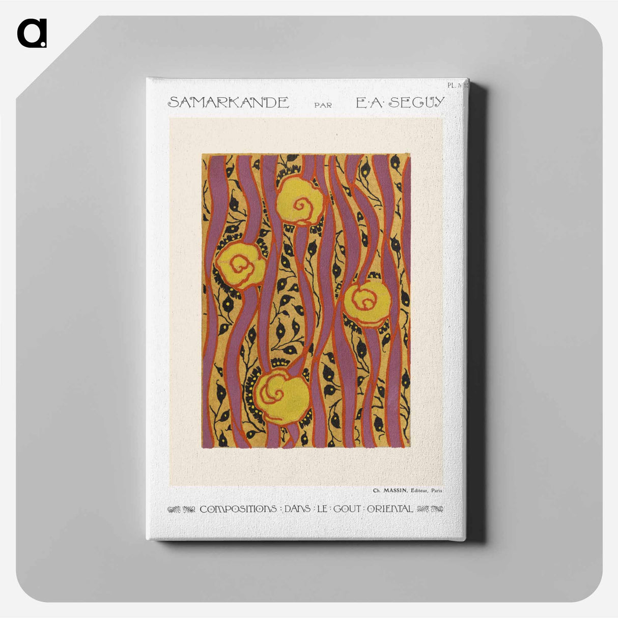Flower pattern Art Deco stencil print in oriental style - E.A.セギー Canvas.