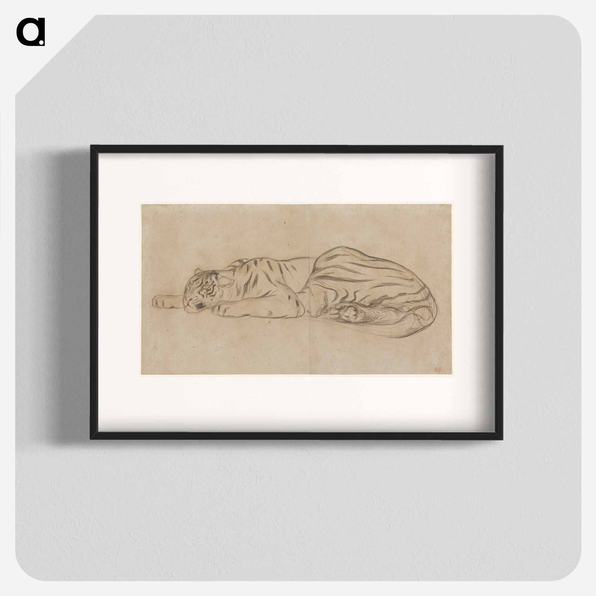 tiger lying down with eyes open - ウジェーヌ ドラクロワ Poster.