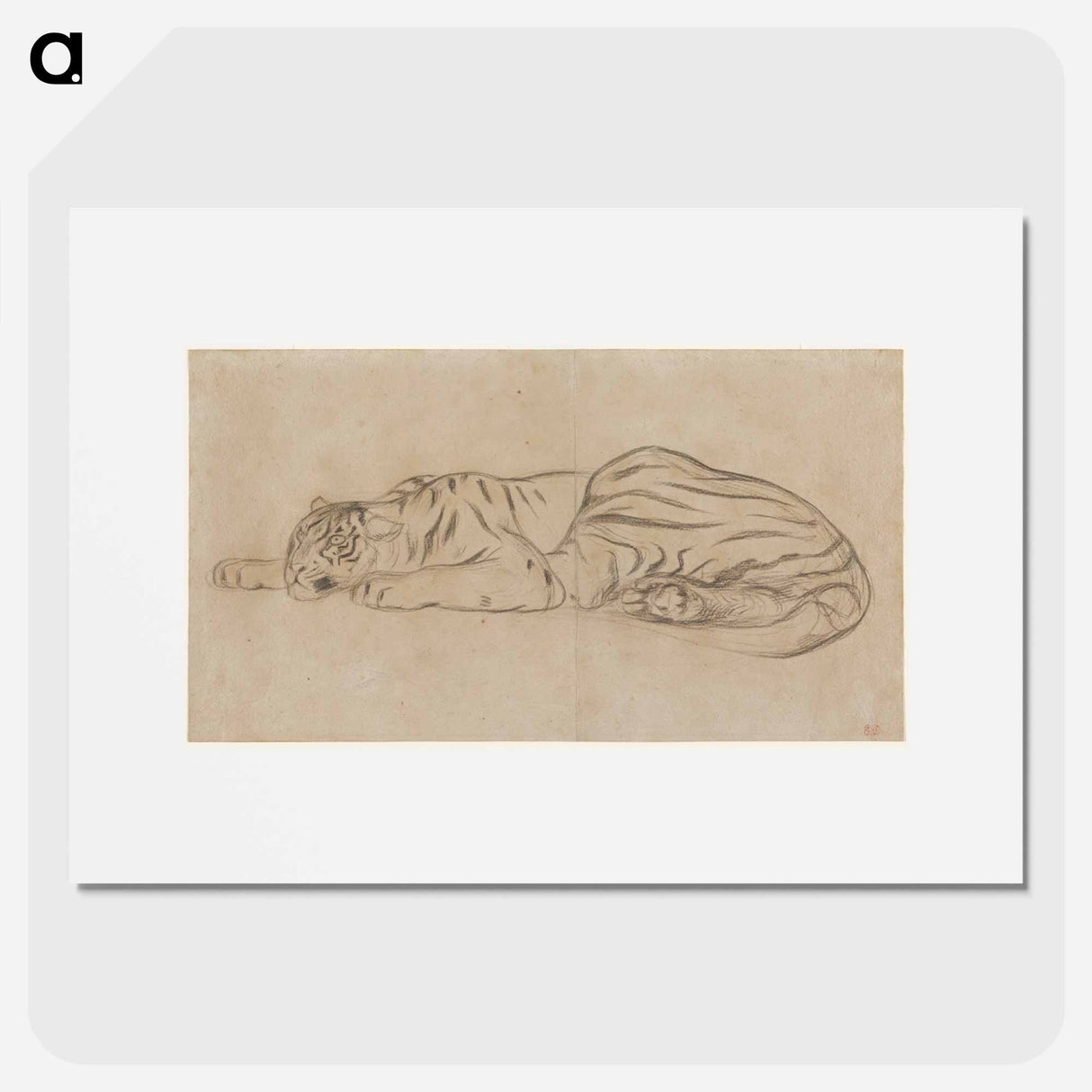 tiger lying down with eyes open - ウジェーヌ ドラクロワ Poster.