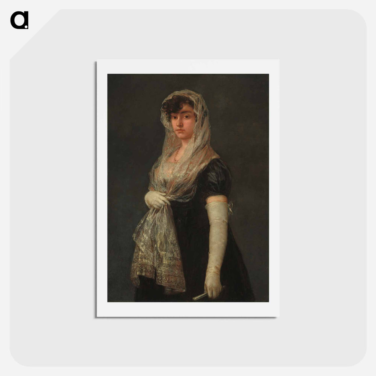 アートポストカード-Young Lady Wearing a Mantilla and Basquina - フランシスコ デ ゴヤ Postcard.