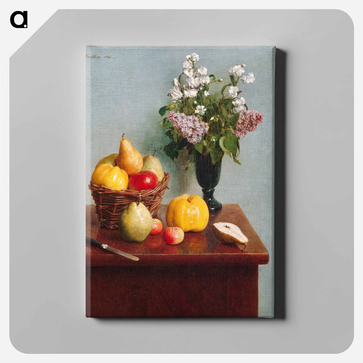 Still Life with Flowers and Fruit - アンリ ファンタン ラトゥール Canvas.