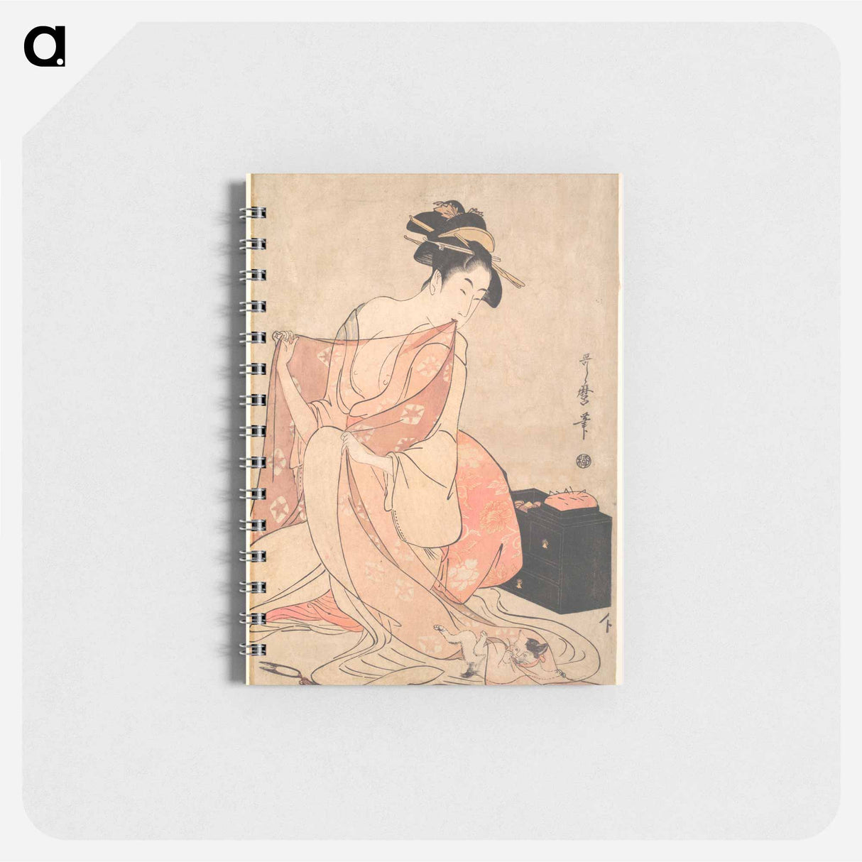 A Woman and a Cat - 喜多川 歌麿 Memo.