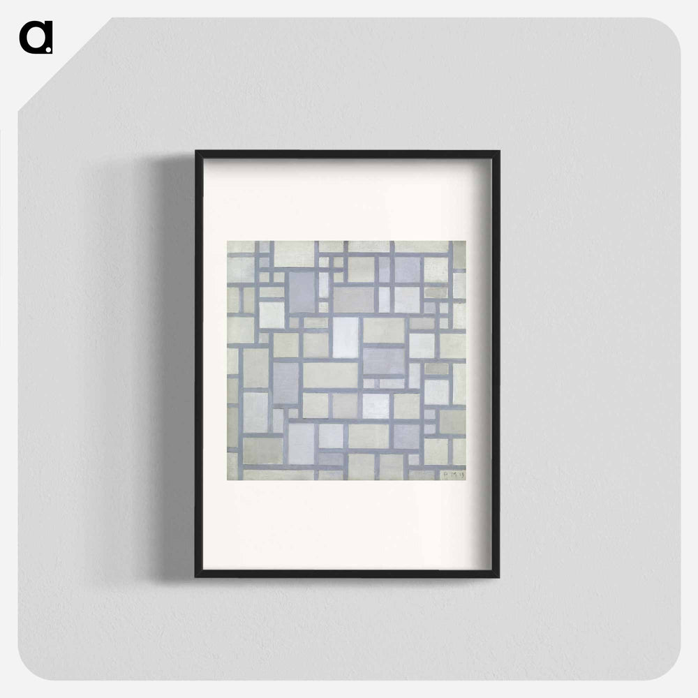 Composition in bright colors with gray lines - Piet Mondrian Poster.
