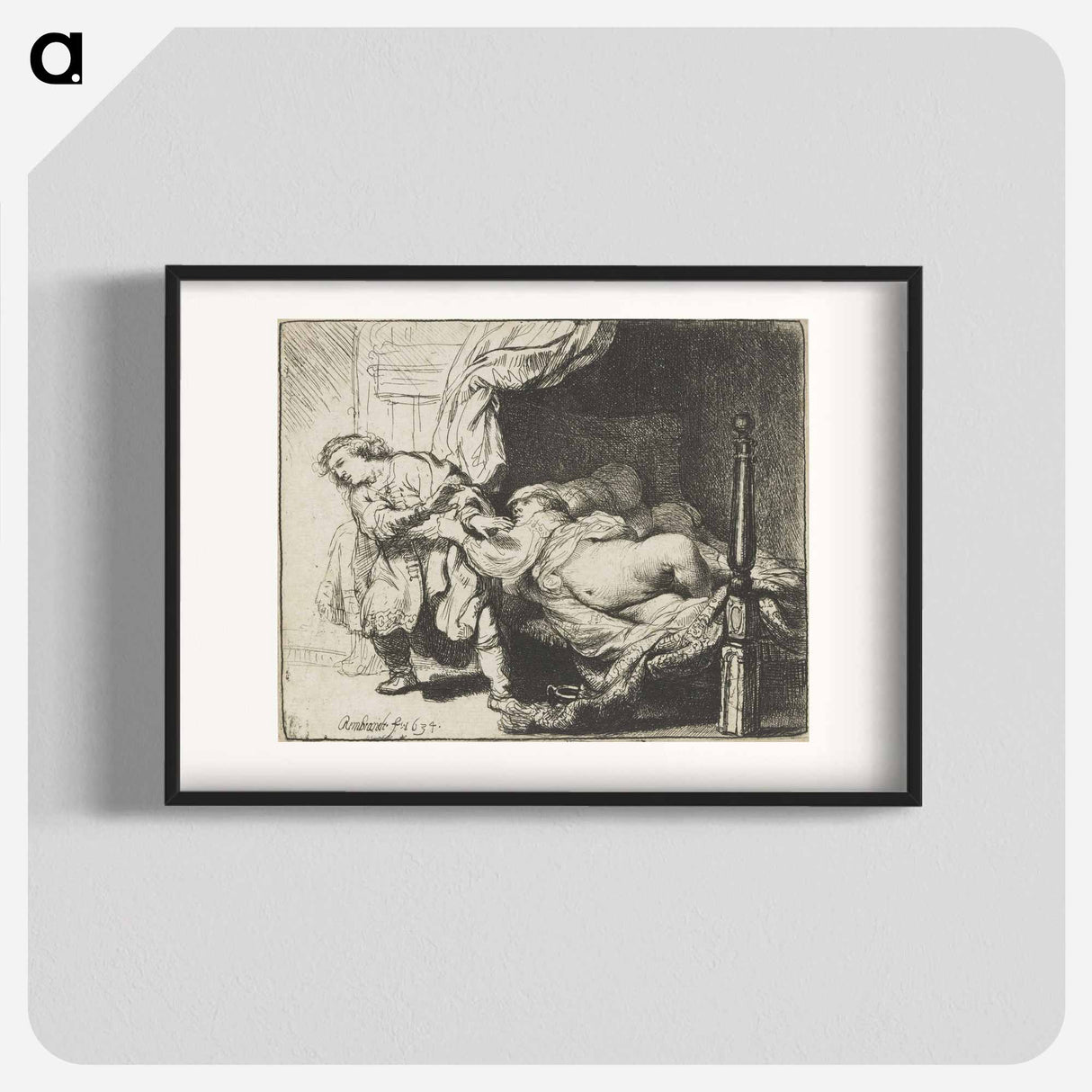 Joseph and Potiphar's wife - レンブラント ファン レイン Poster.