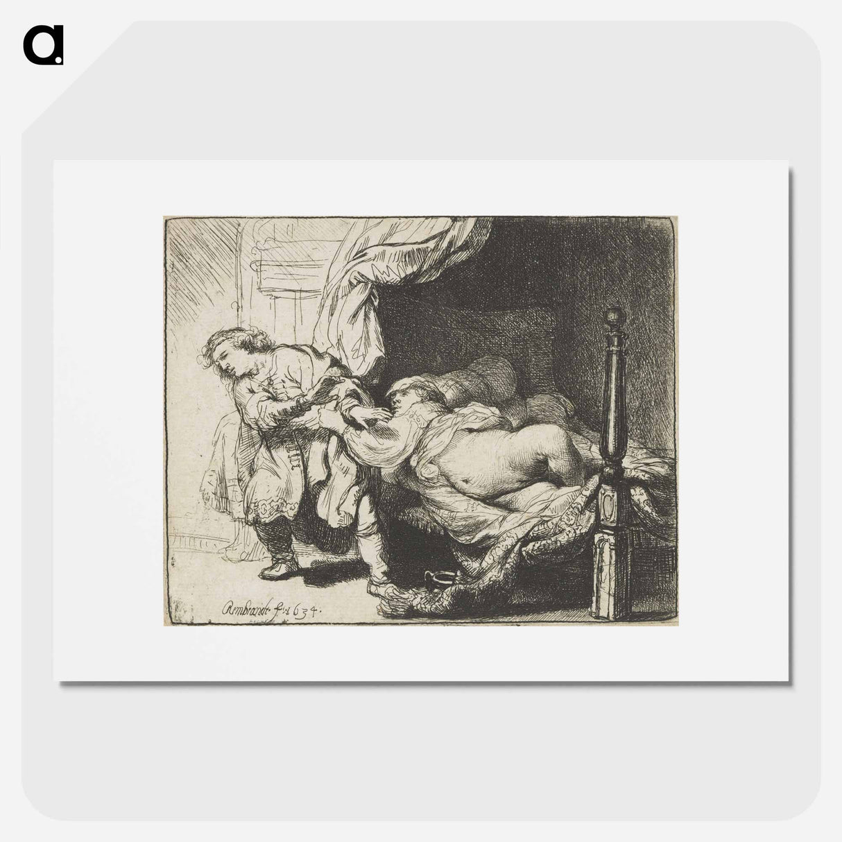 Joseph and Potiphar's wife - レンブラント ファン レイン Poster.