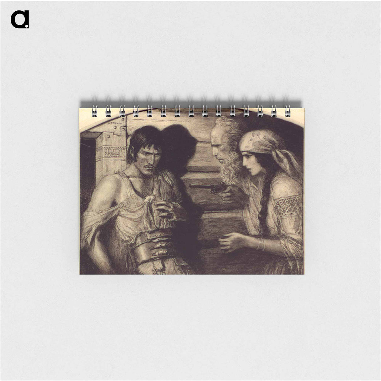 Old man and girl in Slav costume pointing pistol at man by Wladyslaw Theodore Benda - ウワディスワフ テオドール ベンダ Memo.